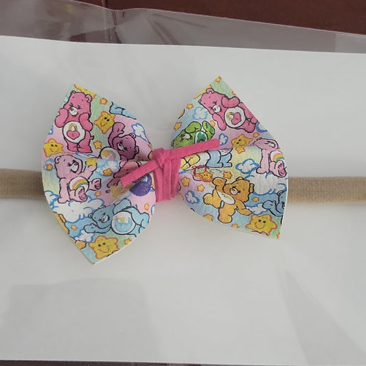 Nylon Headband with Faux Leather Bows